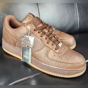 👑AF1 Premium '07 Brown Leather Sneakers.